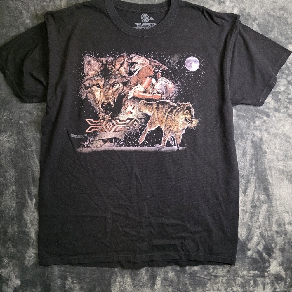 The Mountain Black Short Sleeve Tee with Artistic Graphic